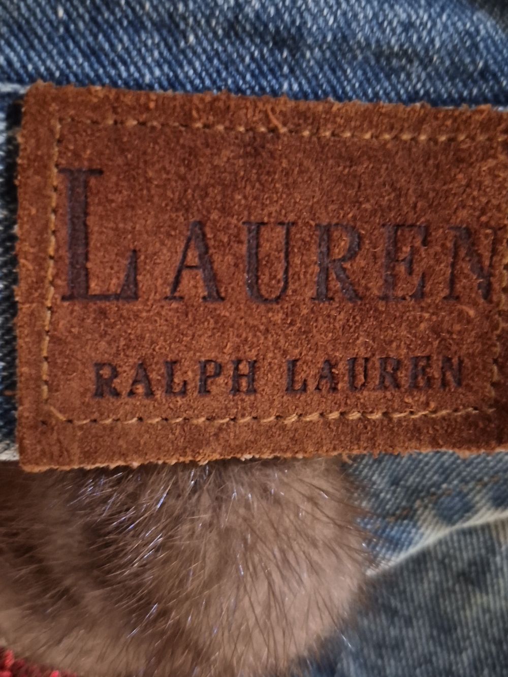 Last Price Cut For Ralph Lauren Blue Denim Bomber Jacket with Real Fox Fur Trim - Picture 3 of 5